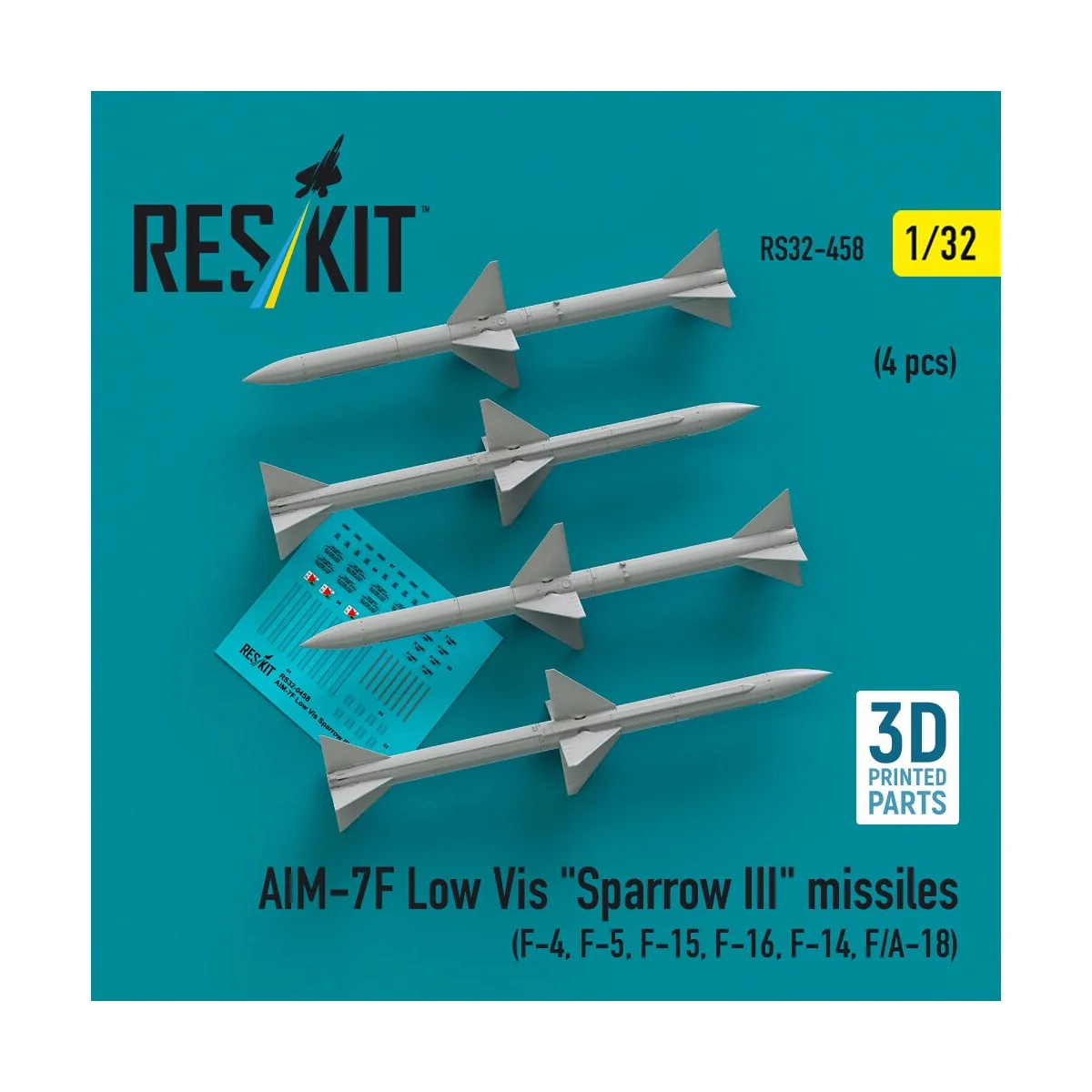 AIM-7F Low Vis Sparrow III missiles (4 pcs) (F-4, F-5, F-15, F-16, ...