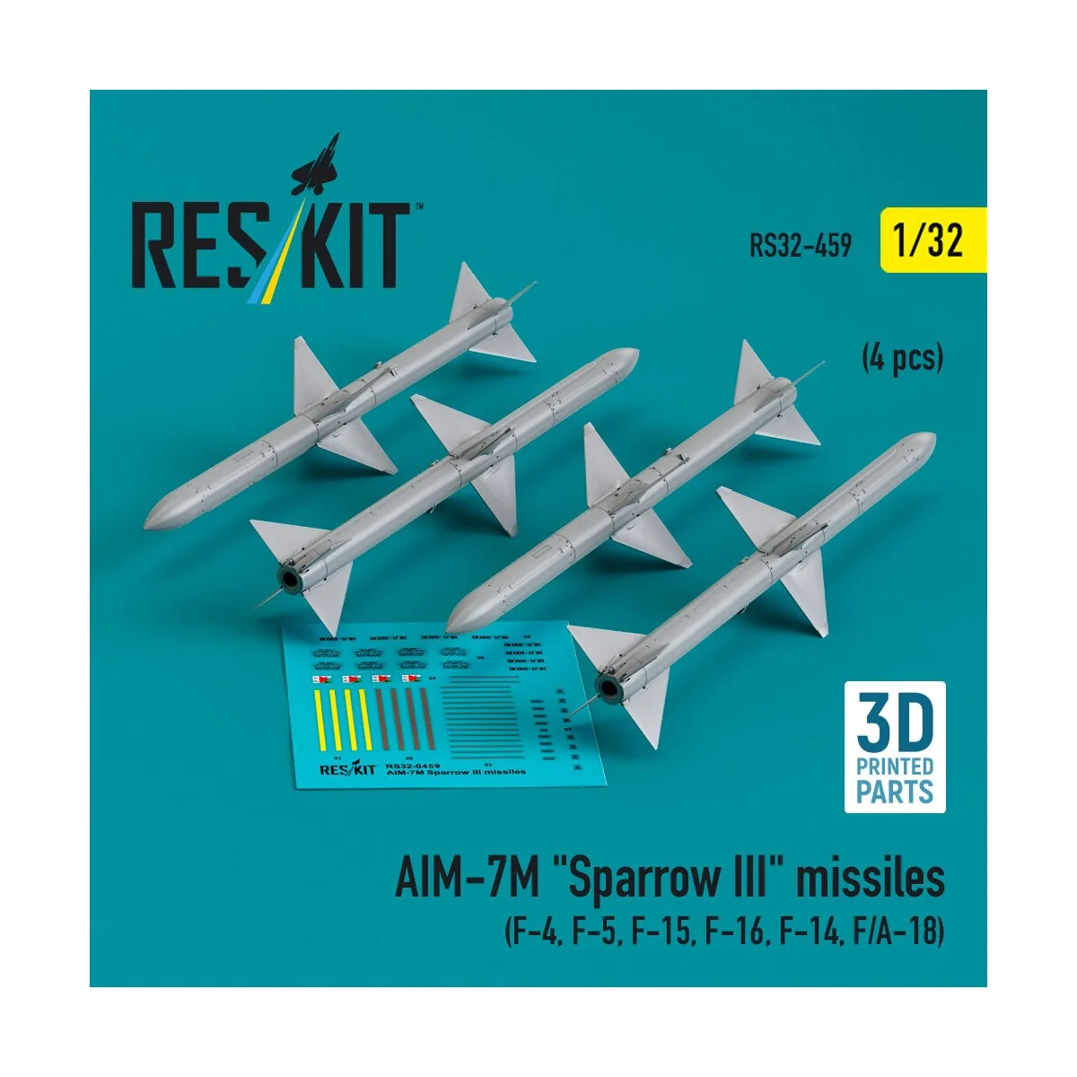 AIM-7M Sparrow III missiles (4 pcs ) (F-4, F-5, F-15, F-16, F-14, F...
