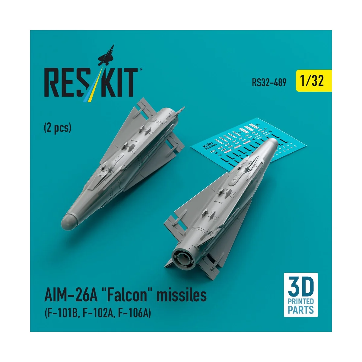 AIM-26A Falcon missiles (2 pcs) (F-101B, F-102A, F-106A) (3D Printe...