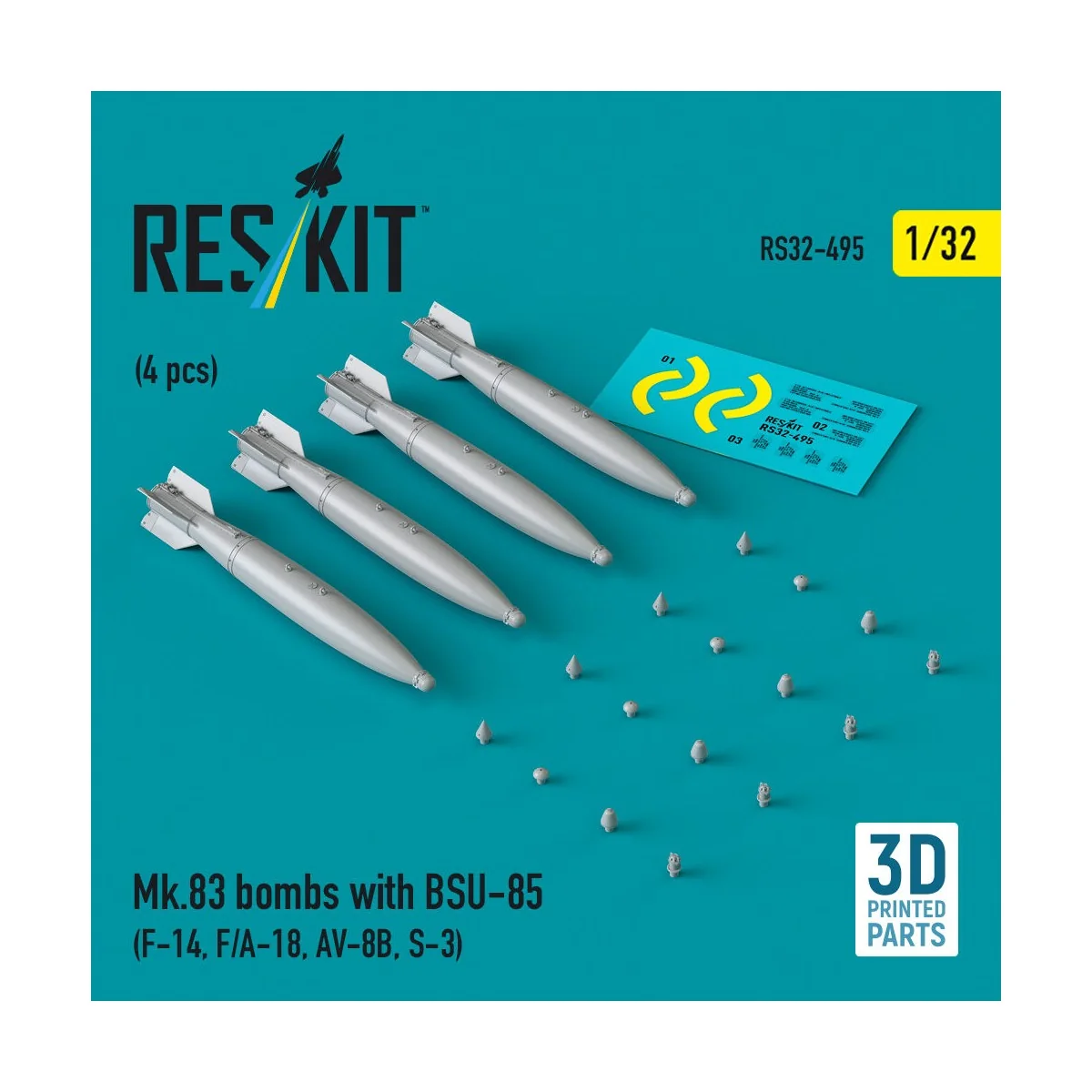 Mk.83 bombs with BSU-85 (4 pcs) (F-14, F/A-18, AV-8B, S-3) (3D prin...