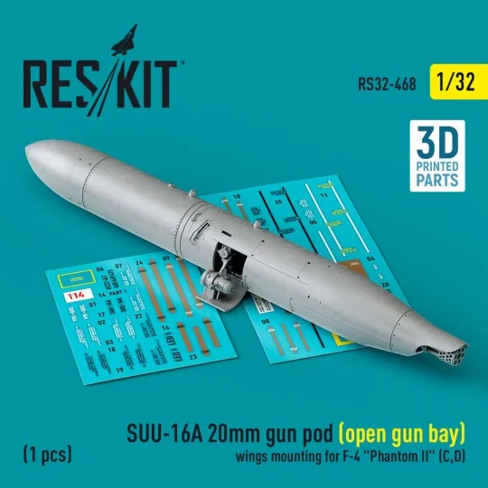 SUU-16A 20mm gun pod (open gun bay) wings mounting for F-4 Phantom ...
