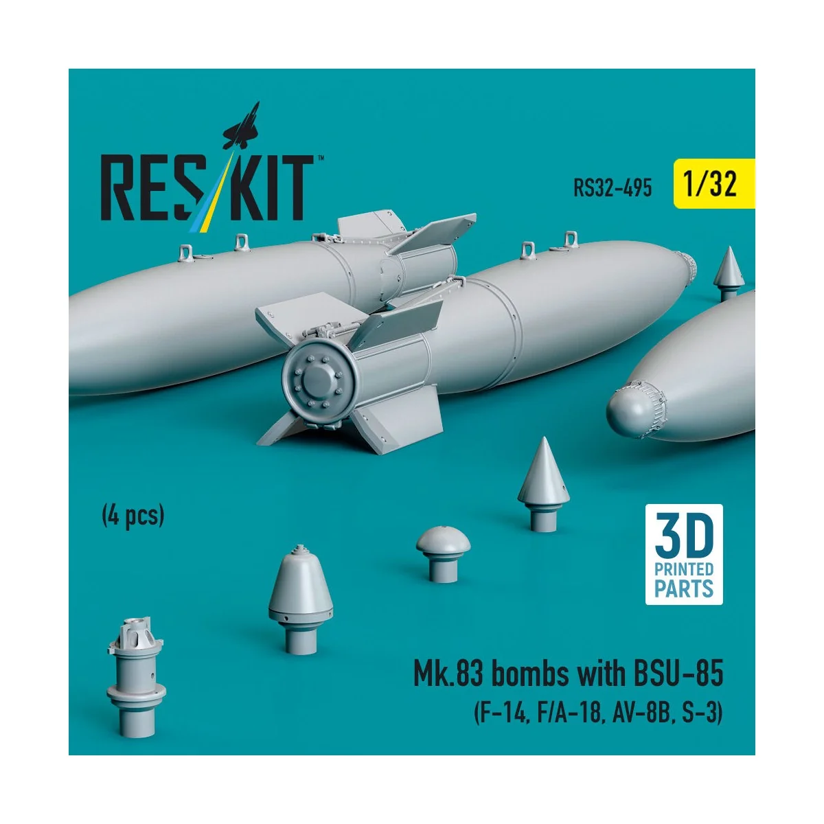 Mk.83 bombs with BSU-85 (4 pcs) (F-14, F/A-18, AV-8B, S-3) (3D prin...