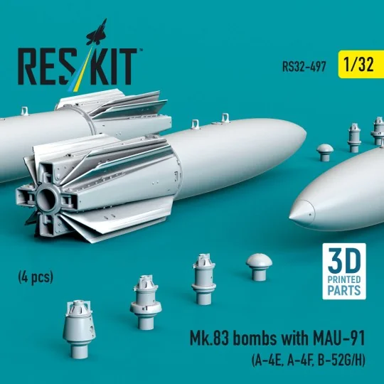 Mk.83 bombs with MAU-91 (4 pcs) (A-4E, A-4F, B-52G/H) (3D printed),... Mk.83 bombs with MAU-91 (4 pcs) (A-4E, A-4F, B-52G/H) (3D printed),...