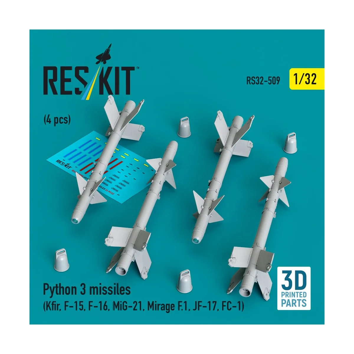 Python 3 missiles (4 pcs) (Kfir, F-15, F-16, MiG-21, Mirage F.1, JF...