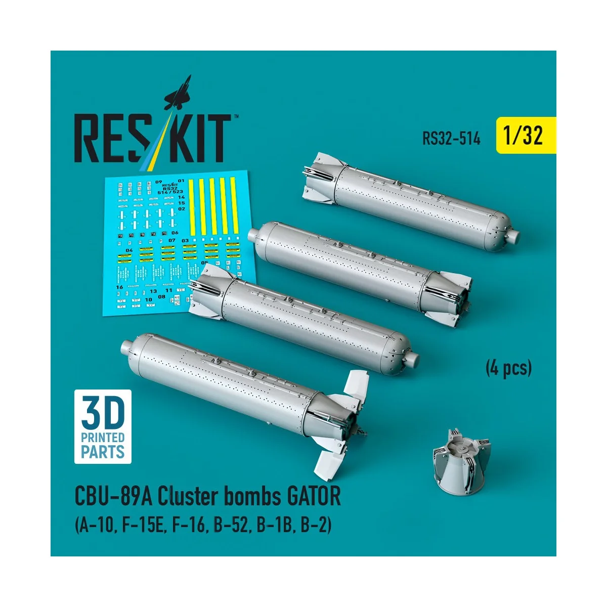 CBU-89A cluster bombs GATOR (4 pcs) (A-10, F-15E, F-16, B-52, B-1B,...