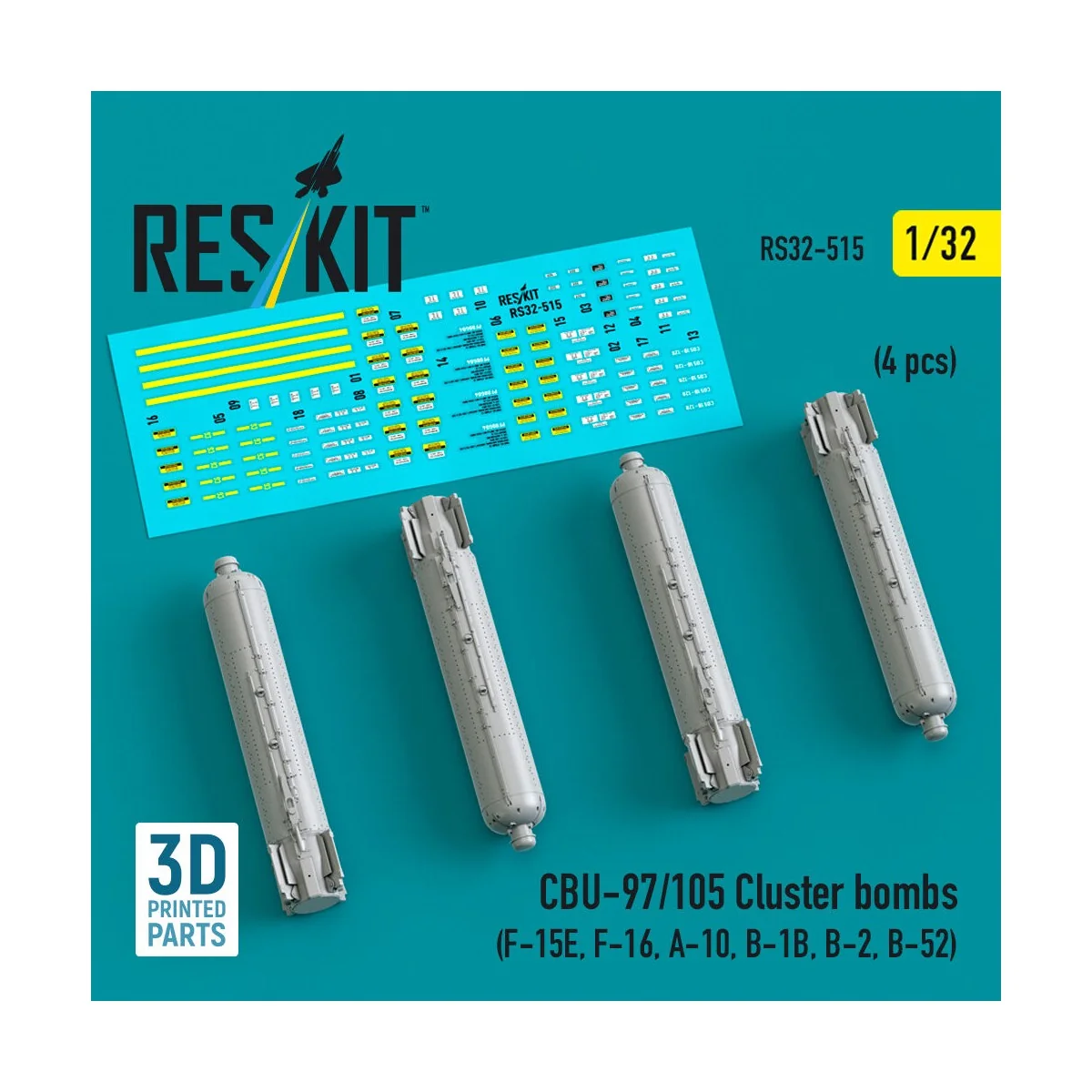 CBU-97/105 cluster bombs (4 pcs) (F-15E, F-16, A-10, B-1B, B-2, B-5... CBU-97/105 cluster bombs (4 pcs) (F-15E, F-16, A-10, B-1B, B-2, B-5...