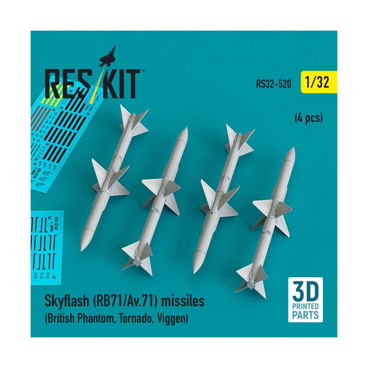 Skyflash (RB71/Av.71) missiles (4 pcs) (British Phantom, Tornado, V... Skyflash (RB71/Av.71) missiles (4 pcs) (British Phantom, Tornado, V...