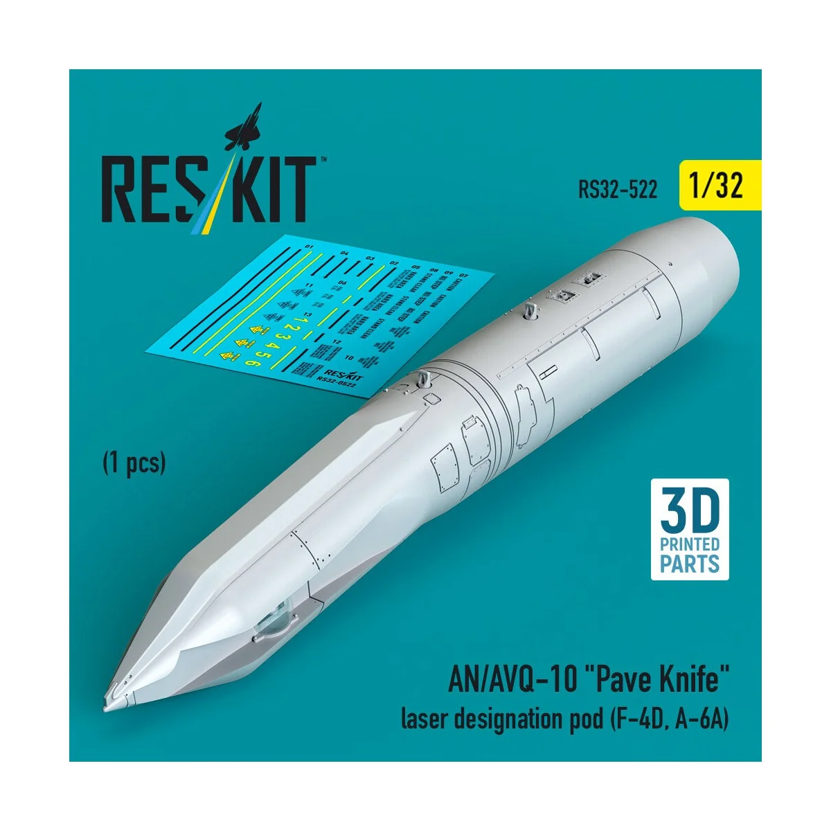 AN/AVQ-10 Pave Knife laser designation pod (1 pcs) (F-4D, A-6A) (3D...