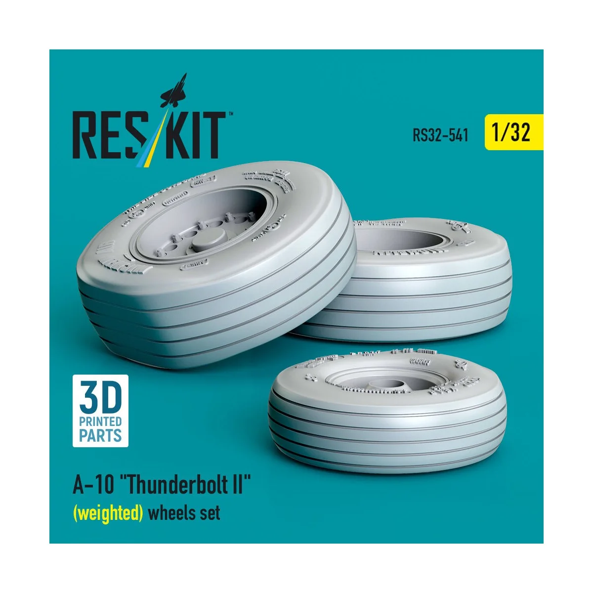 A-10 Thunderbolt II (weighted) wheels set (3D Printed), 1/32 - ResK...