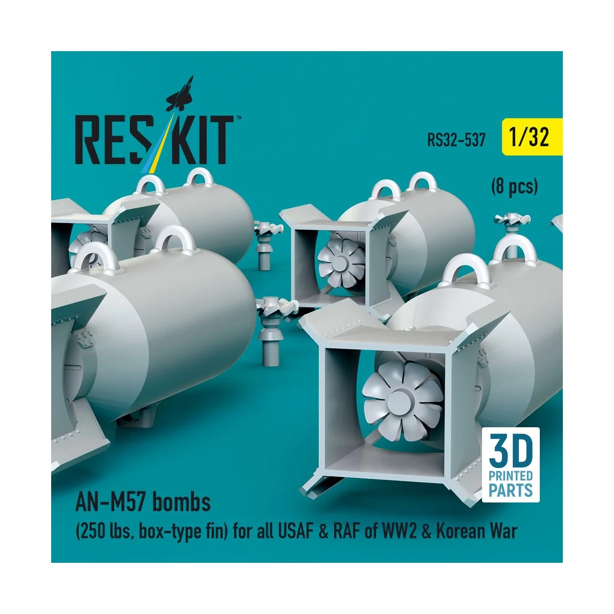 AN-M57 bombs (250 lbs, box-type fin) for all USAF & RAF of WW2 & Ko...