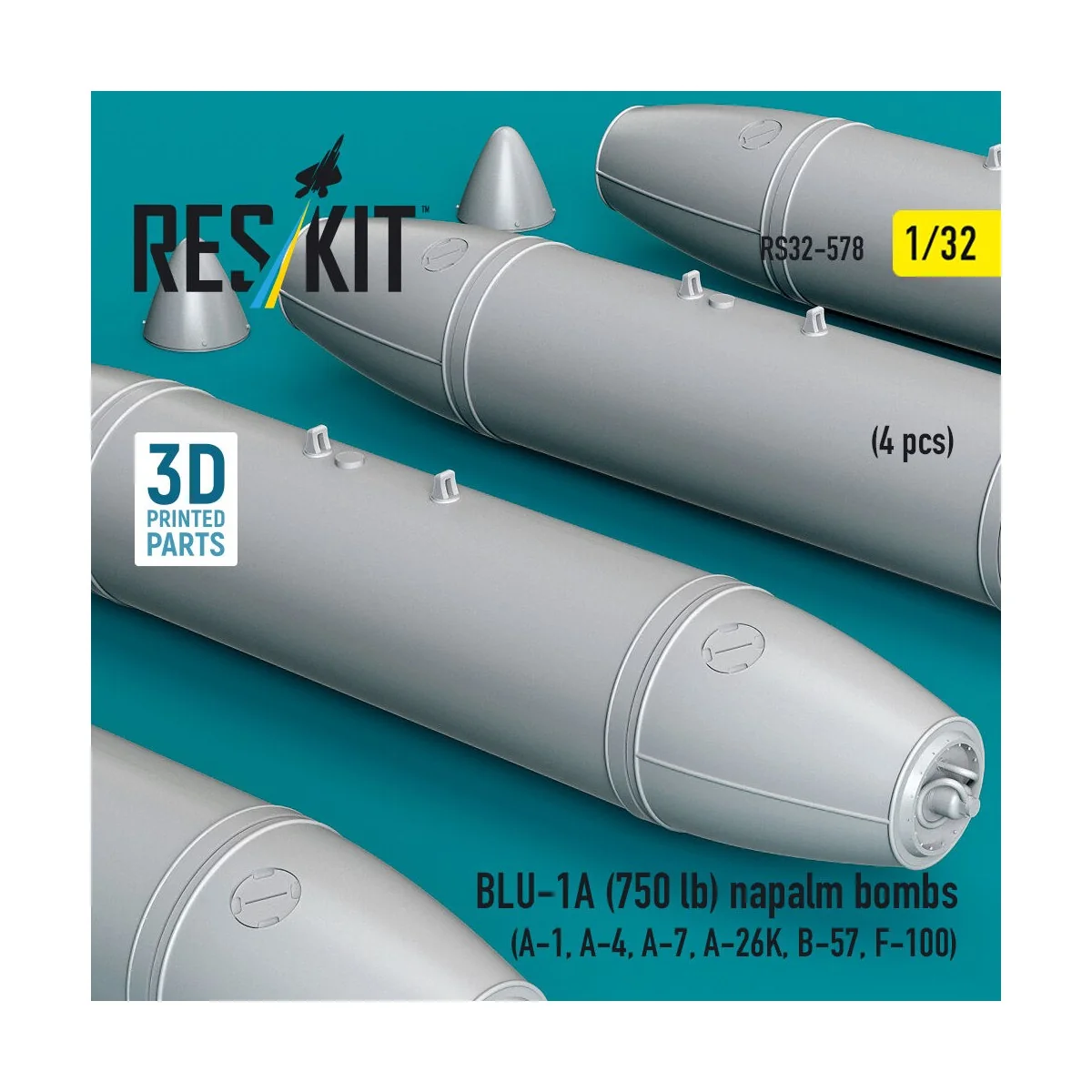 BLU-1A (750 lb) napalm bombs (4 pcs) (A-1, A-4, A-7, A-26K, B-57, F... BLU-1A (750 lb) napalm bombs (4 pcs) (A-1, A-4, A-7, A-26K, B-57, F...