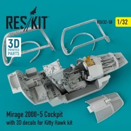Mirage-2000-5 cockpit with 3D decals for Kitty Hawk kit, 1/32 - Res...