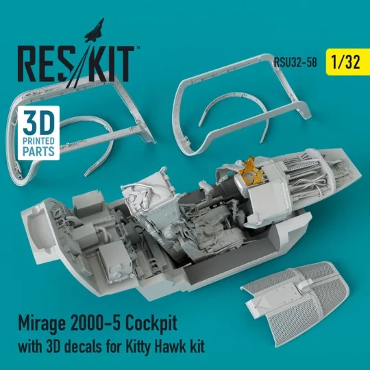 Mirage-2000-5 cockpit with 3D decals for Kitty Hawk kit, 1/32 - Res... Mirage-2000-5 cockpit with 3D decals for Kitty Hawk kit, 1/32 - Res...