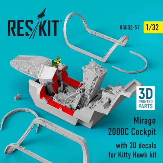 Mirage 2000C Cockpit with 3D decals for Kitty Hawk kit, 1/32 - ResK... Mirage 2000C Cockpit with 3D decals for Kitty Hawk kit, 1/32 - ResK...
