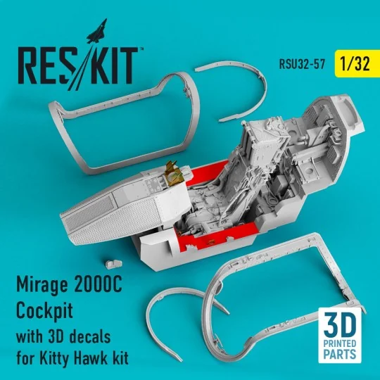Mirage 2000C Cockpit with 3D decals for Kitty Hawk kit, 1/32 - ResK... Mirage 2000C Cockpit with 3D decals for Kitty Hawk kit, 1/32 - ResK...