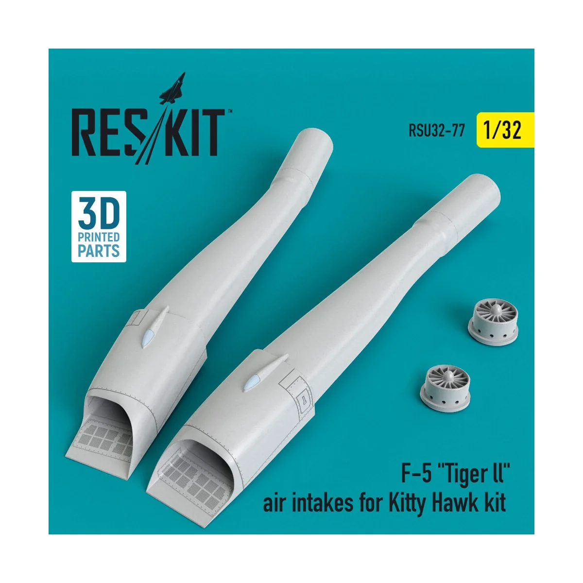 F-5 Tiger ll air intakes for Kitty Hawk kit (3D Printed) 1/32 - Res...
