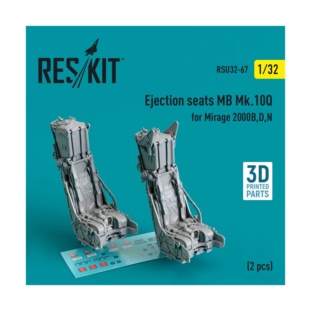 Ejection seats MB Mk.10Q for Mirage 2000B, D, N (2 pcs) (3D Printed... Ejection seats MB Mk.10Q for Mirage 2000B, D, N (2 pcs) (3D Printed...