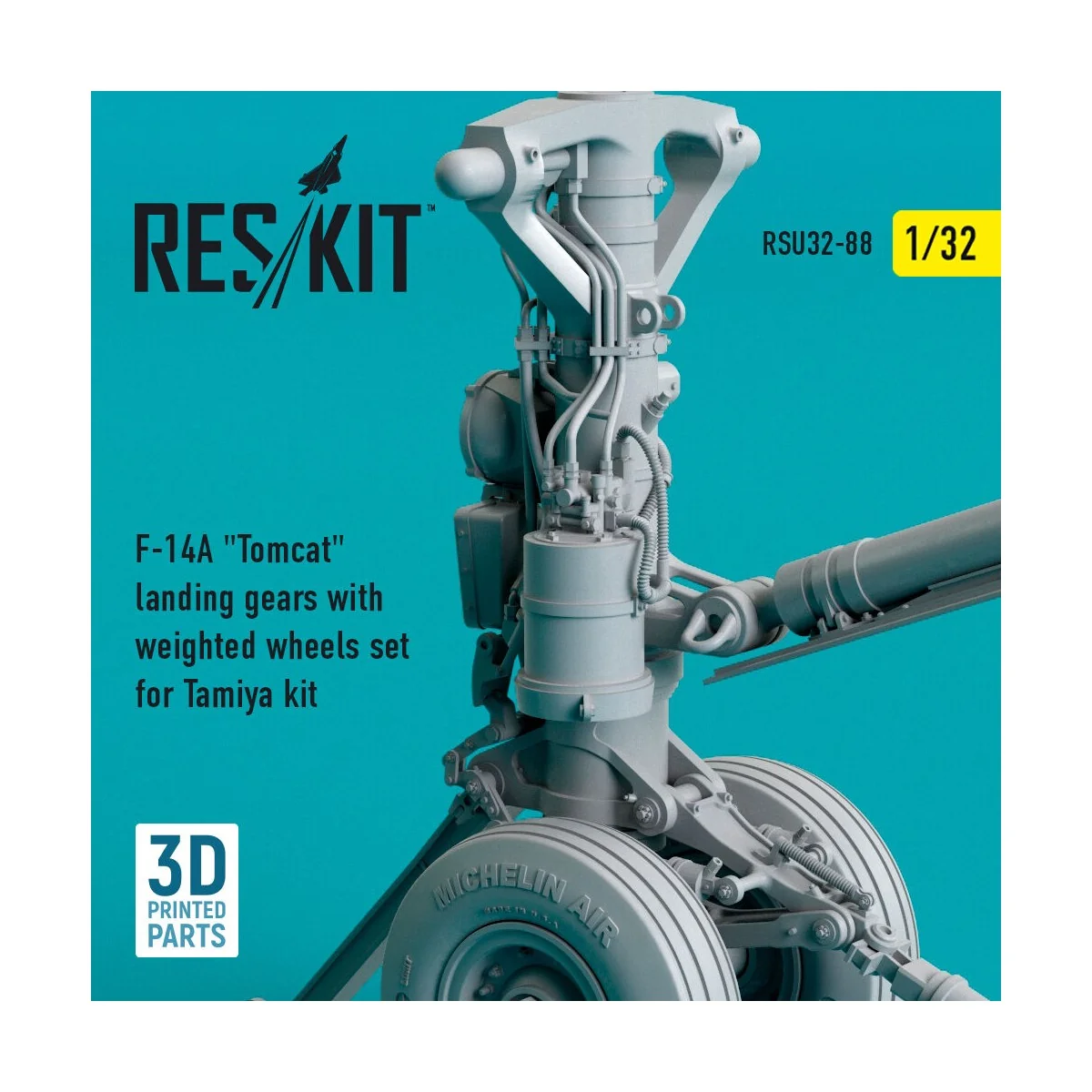 F-14A Tomcat landing gears with weighted wheels set for Tamiya kit ...