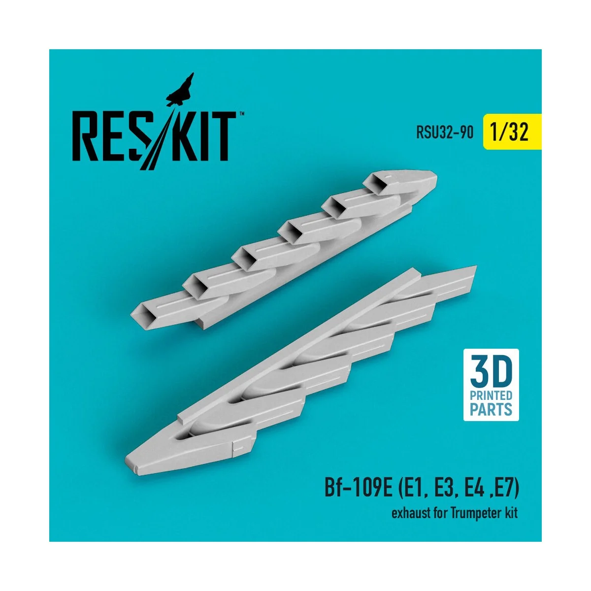 Bf-109E (E1, E3, E4, E7) exhaust for Trumpeter kit (3D Printed), 1/...