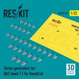 Vortex generators for BAE Hawk T.1 for Revell kit (3D Printed) 1/32...