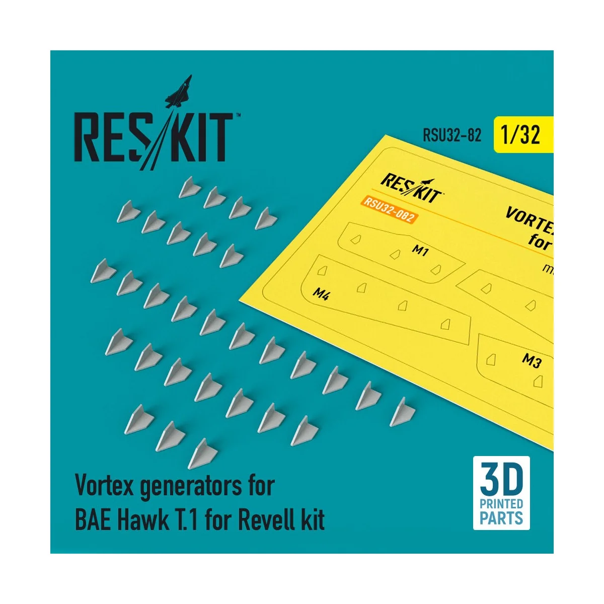 Vortex generators for BAE Hawk T.1 for Revell kit (3D Printed) 1/32...