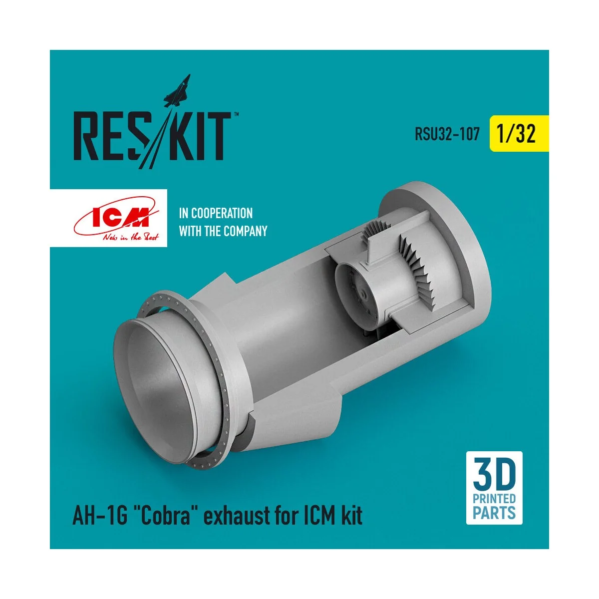 AH-1G Cobra exhaust for ICM kit (3D Printed) 1/32 - ResKit Models R...