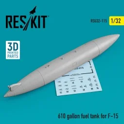 610 gallon fuel tank for F-15 (1 pcs) (3D Printed) 1/32 - ResKit Mo...