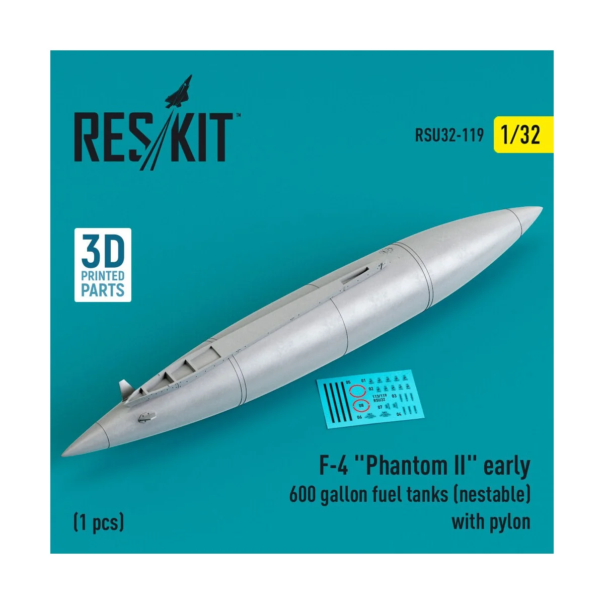 F-4 Phantom II early 600 gallon fuel tanks (nestable) with pylon (1...