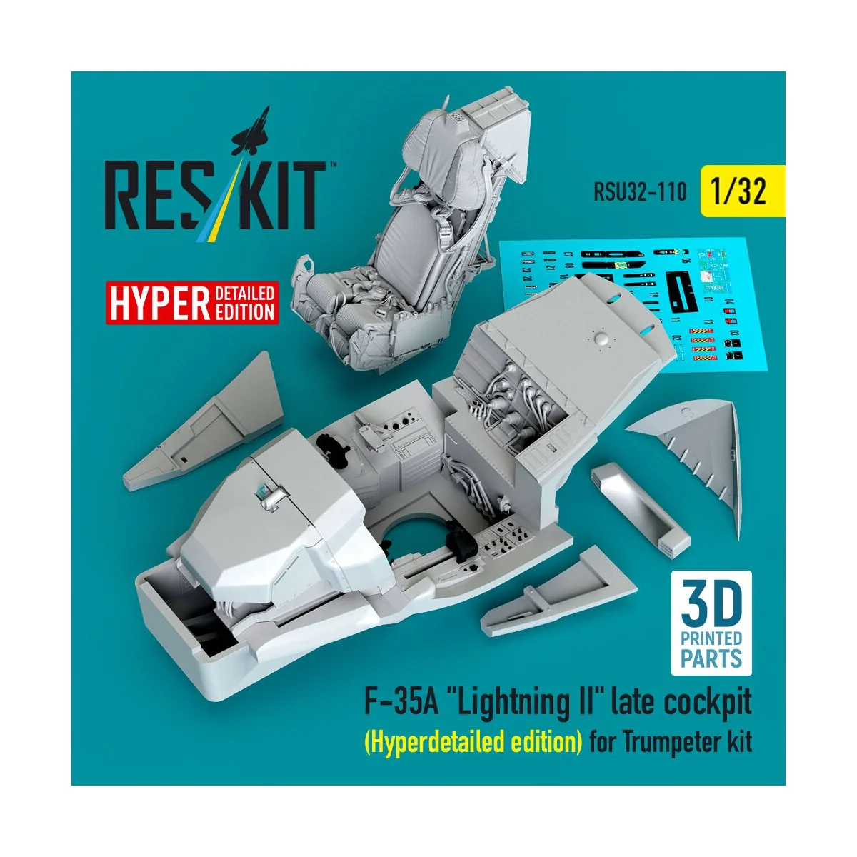 F-35A Lightning II late cockpit (Hyperdetailed edition) for Trumpet... F-35A Lightning II late cockpit (Hyperdetailed edition) for Trumpet...
