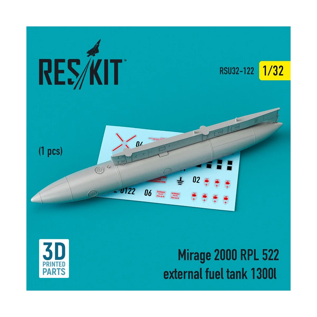 Mirage 2000 RPL 522 external fuel tank 1300lt (3D Printed) 1/32 - R...