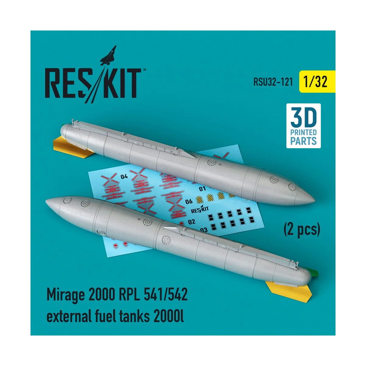 Mirage 2000 RPL 541/542 external fuel tanks 2000lt (2 pcs) (3D Prin... Mirage 2000 RPL 541/542 external fuel tanks 2000lt (2 pcs) (3D Prin...