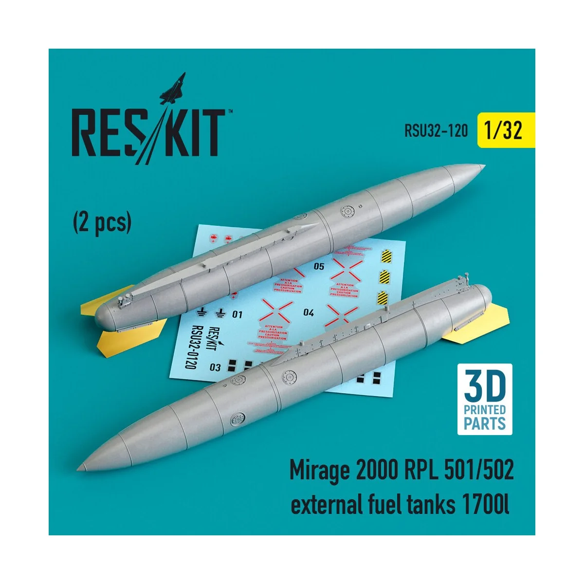 Mirage 2000 RPL 501/502 external fuel tanks 1700lt (2 pcs) (3D Prin...