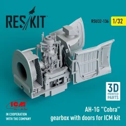 AH-1G Cobra gearbox with doors for ICM kit (3D Printed), 1/32 - Res...
