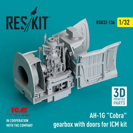 AH-1G Cobra gearbox with doors for ICM kit (3D Printed) 1/32 - ResK...