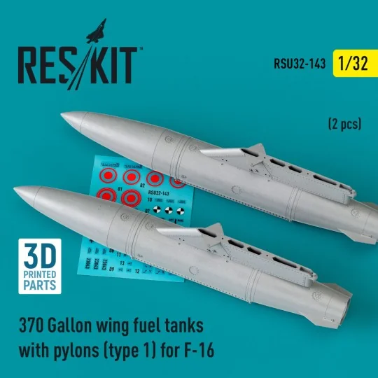 370 Gallon wing fuel tanks with pylons (type 1) for F-16 (A/B/C/D/E...