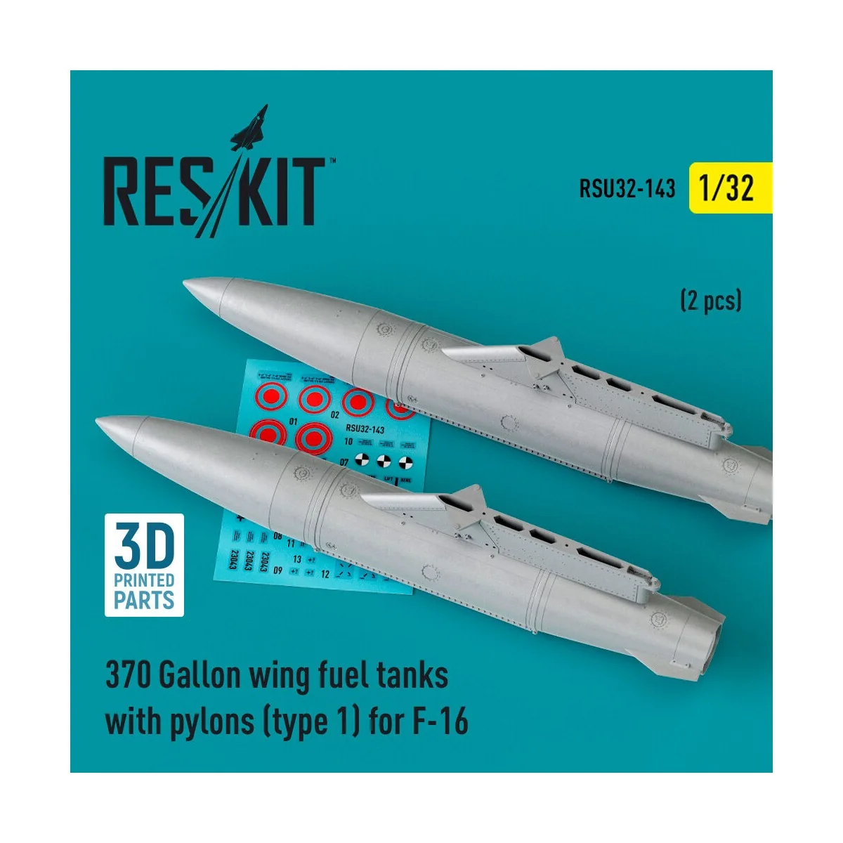370 Gallon wing fuel tanks with pylons (type 1) for F-16 (A/B/C/D/E...