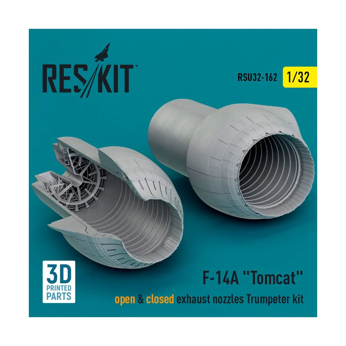 F-14A Tomcat open & closed exhaust nozzles Trumpeter kit (3D Printe...