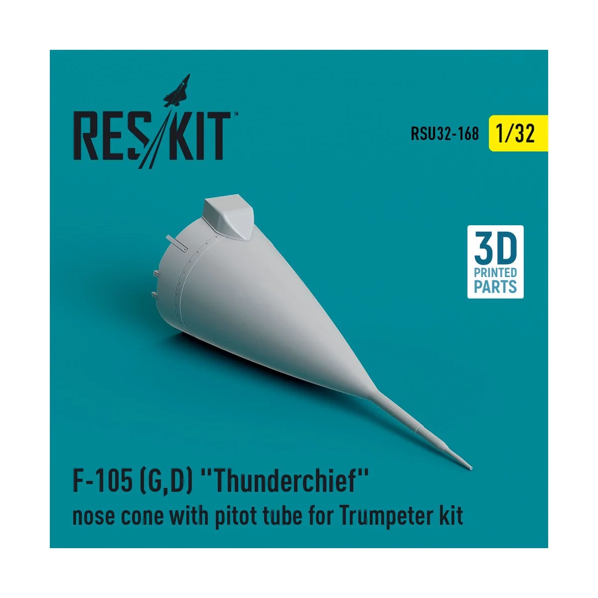 F-105 (G, D) Thunderchief nose cone with pitot tube for Trumpeter k...