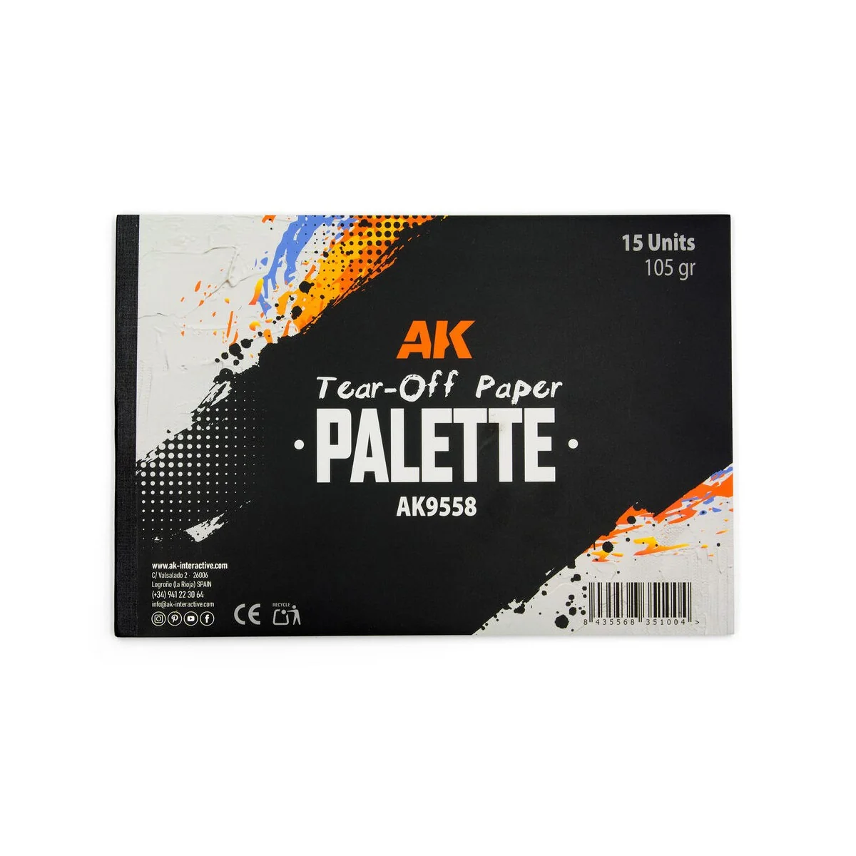 TEAR-OFF PAPER PALETTE 15 SHEETS - AK Interactive AK9558 TEAR-OFF PAPER PALETTE 15 SHEETS - AK Interactive AK9558
