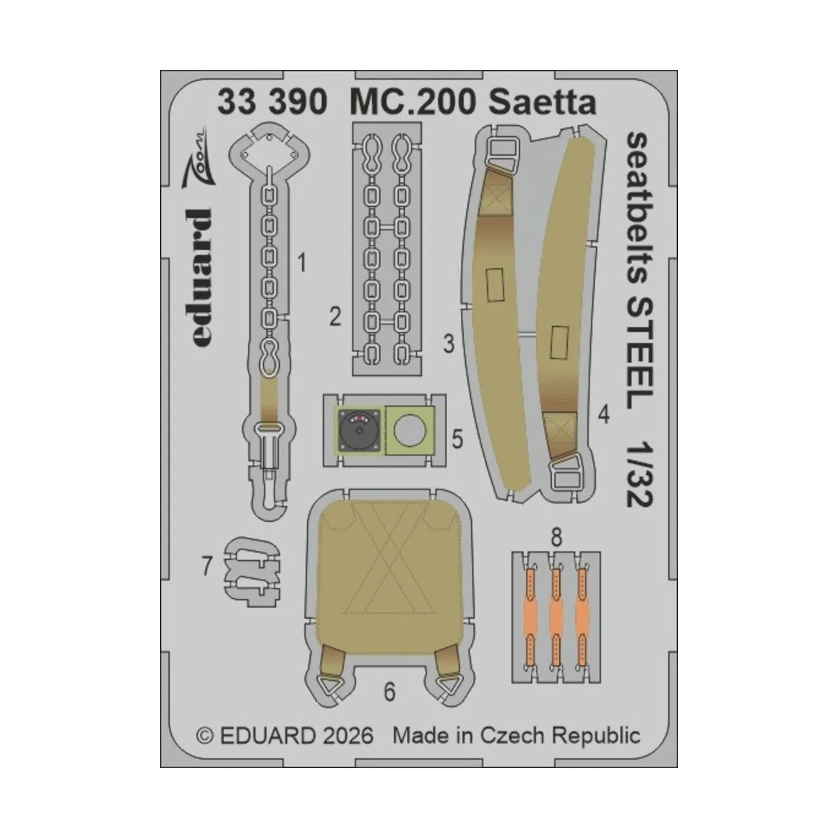 MC.200 Saetta seatbelts STEEL for Italeri, 1/32 - Eduard Accessorie...