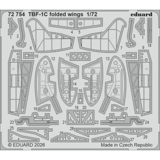 TBF-1C folded wings for Hobby Boss, 1/72 - Eduard Accessories 72754 TBF-1C folded wings for Hobby Boss, 1/72 - Eduard Accessories 72754