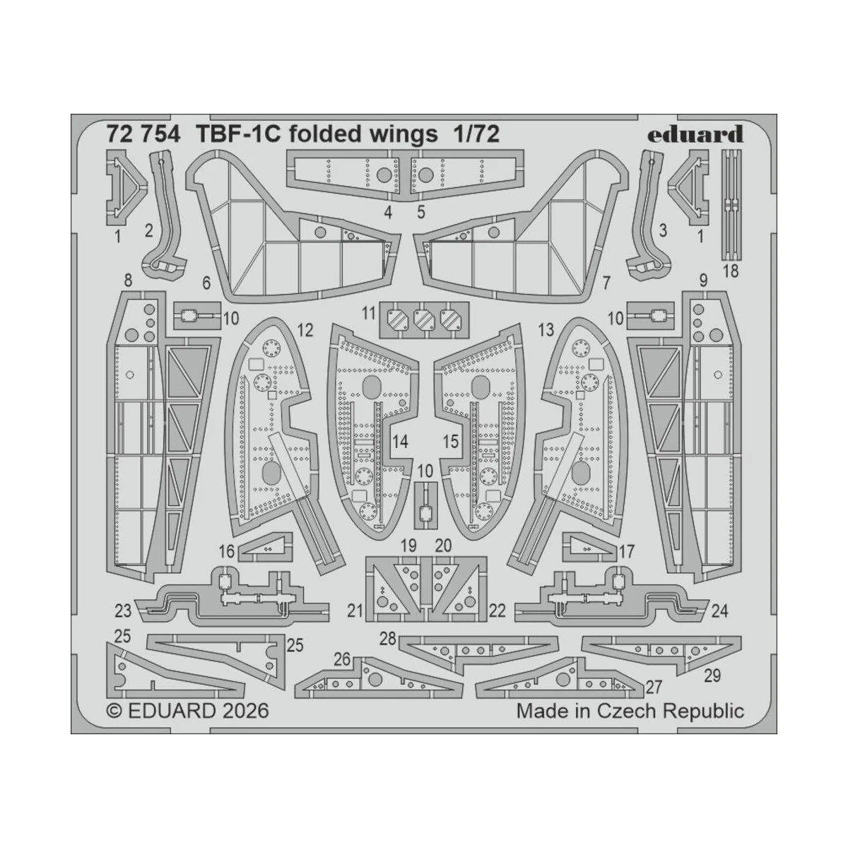 TBF-1C folded wings for Hobby Boss, 1/72 - Eduard Accessories 72754 TBF-1C folded wings for Hobby Boss, 1/72 - Eduard Accessories 72754