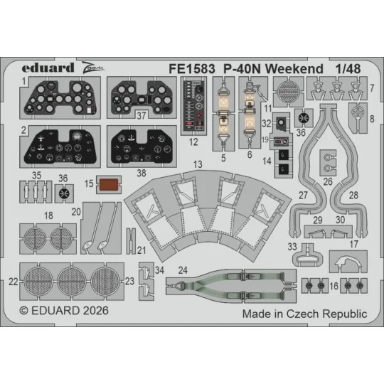 P-40N Weekend for Eduard, 1/48 - Eduard Accessories FE1583 P-40N Weekend for Eduard, 1/48 - Eduard Accessories FE1583