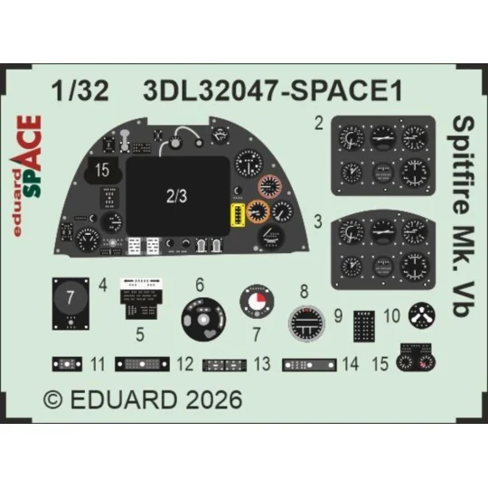 Spitfire Mk.Vb SPACE for Kotare, 1/32 - Eduard Accessories 3DL32047 Spitfire Mk.Vb SPACE for Kotare, 1/32 - Eduard Accessories 3DL32047