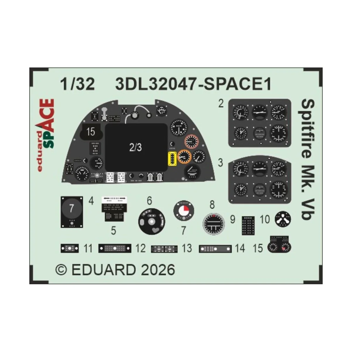 Spitfire Mk.Vb SPACE for Kotare, 1/32 - Eduard Accessories 3DL32047 Spitfire Mk.Vb SPACE for Kotare, 1/32 - Eduard Accessories 3DL32047