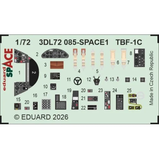 TBF-1C SPACE for Hobby Boss, 1/72 - Eduard Accessories 3DL72085 TBF-1C SPACE for Hobby Boss, 1/72 - Eduard Accessories 3DL72085