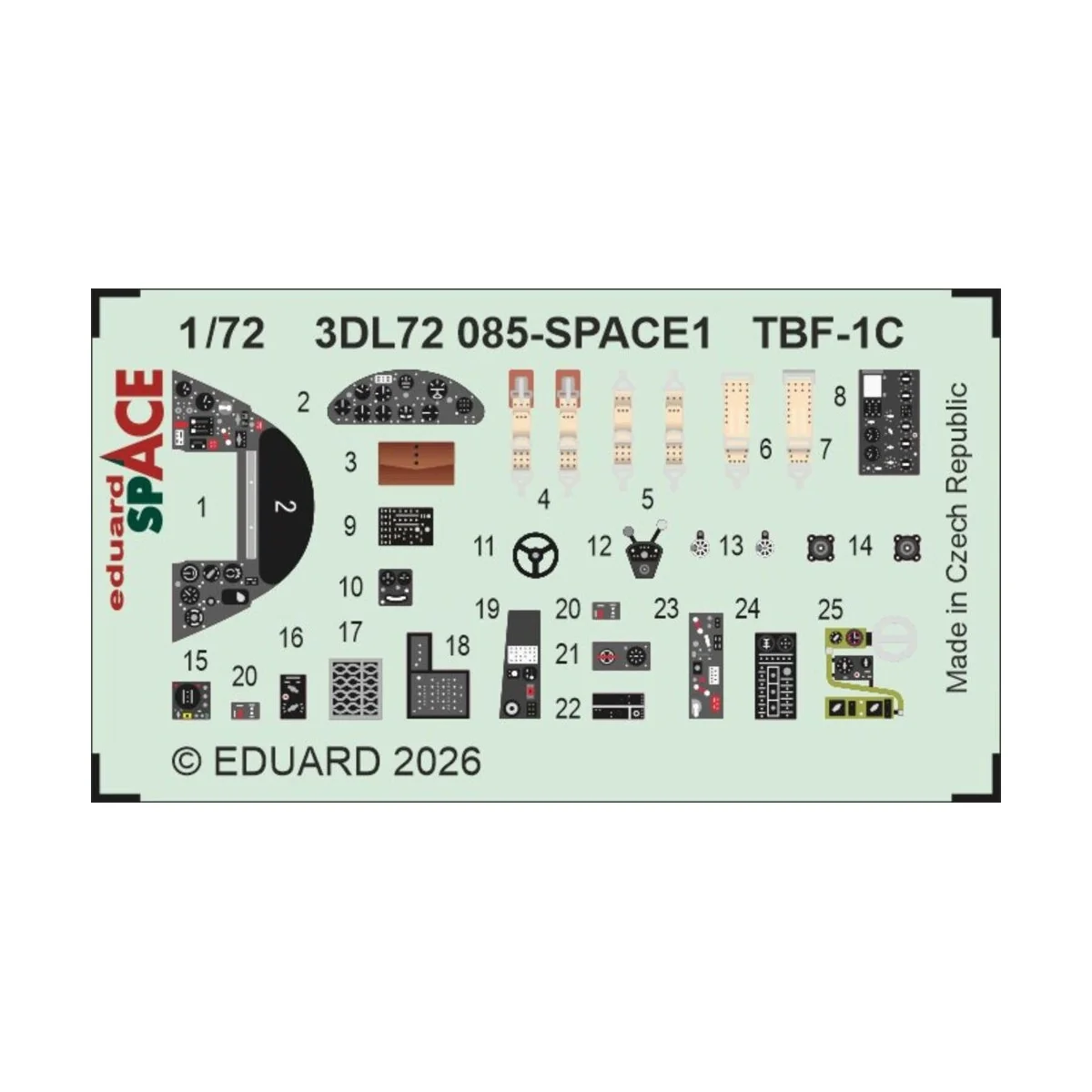 TBF-1C SPACE for Hobby Boss, 1/72 - Eduard Accessories 3DL72085 TBF-1C SPACE for Hobby Boss, 1/72 - Eduard Accessories 3DL72085