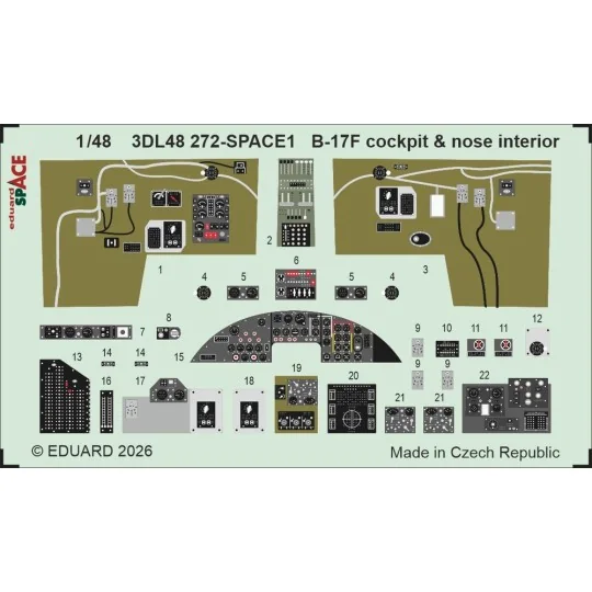 B-17F cockpit & nose interior SPACE for Revell, 1/48 - Eduard Acces... B-17F cockpit & nose interior SPACE for Revell, 1/48 - Eduard Acces...