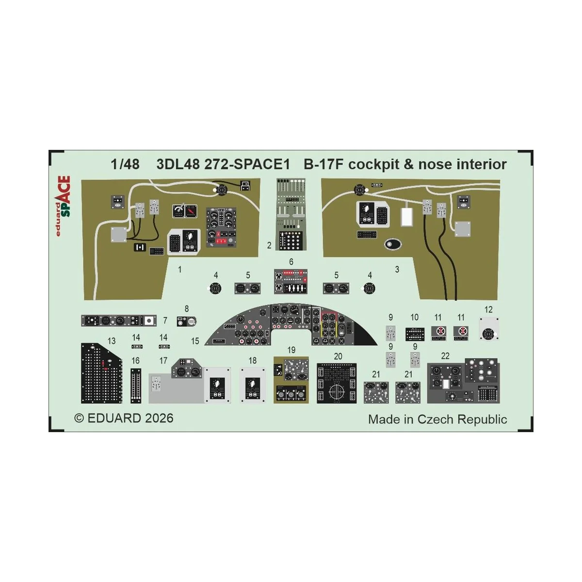 B-17F cockpit & nose interior SPACE for Revell, 1/48 - Eduard Acces... B-17F cockpit & nose interior SPACE for Revell, 1/48 - Eduard Acces...
