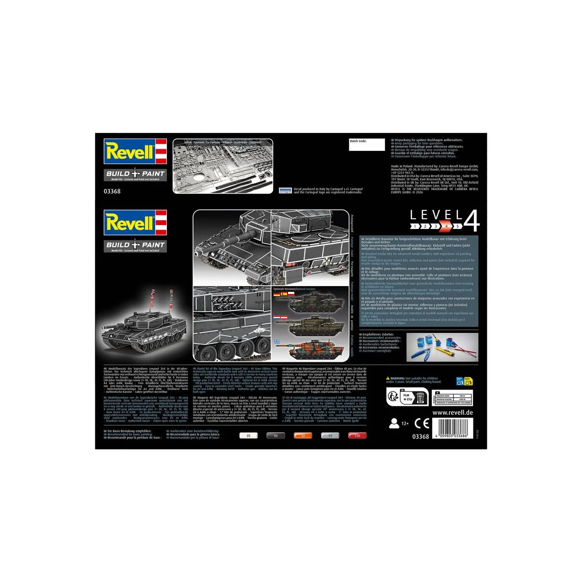 Leopard 2A4 - Special Decoration 40th anniversary, 1/35 - Revell 03368 Leopard 2A4 - Special Decoration 40th anniversary, 1/35 - Revell 03368